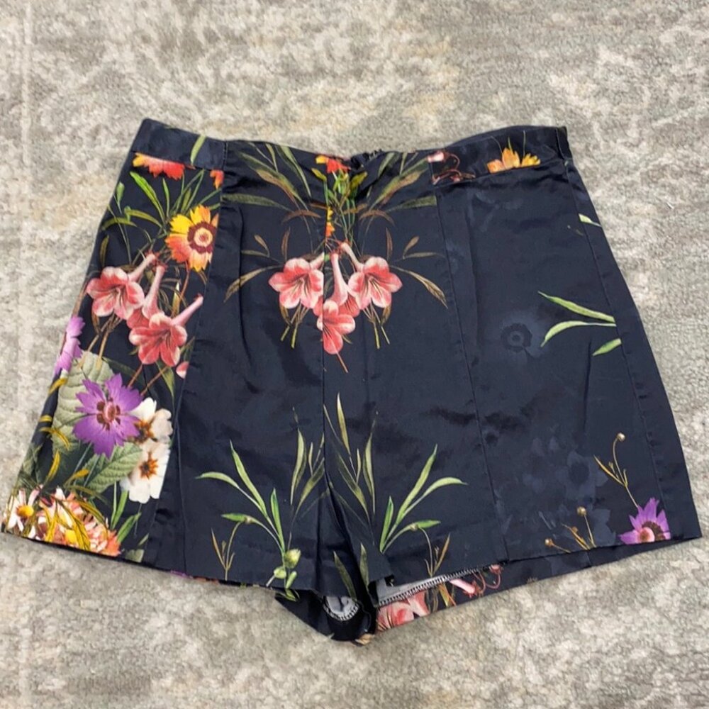 Black floral shorts